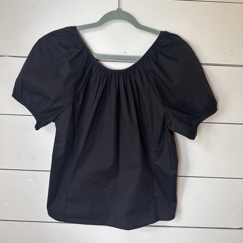 J Crew Fitted Puff Sleeve Top Poplin Organic Cotton 10 Stretch Minimalist Casual